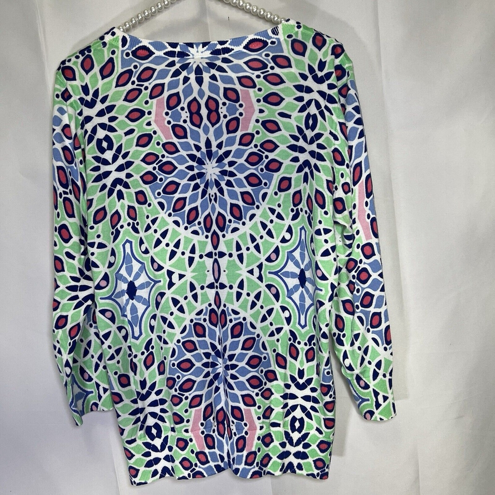 Talbots Womens Cardigan M Multicolor Button Sweater 3/4 Sleeve Artsy Office - Picture 4 of 10